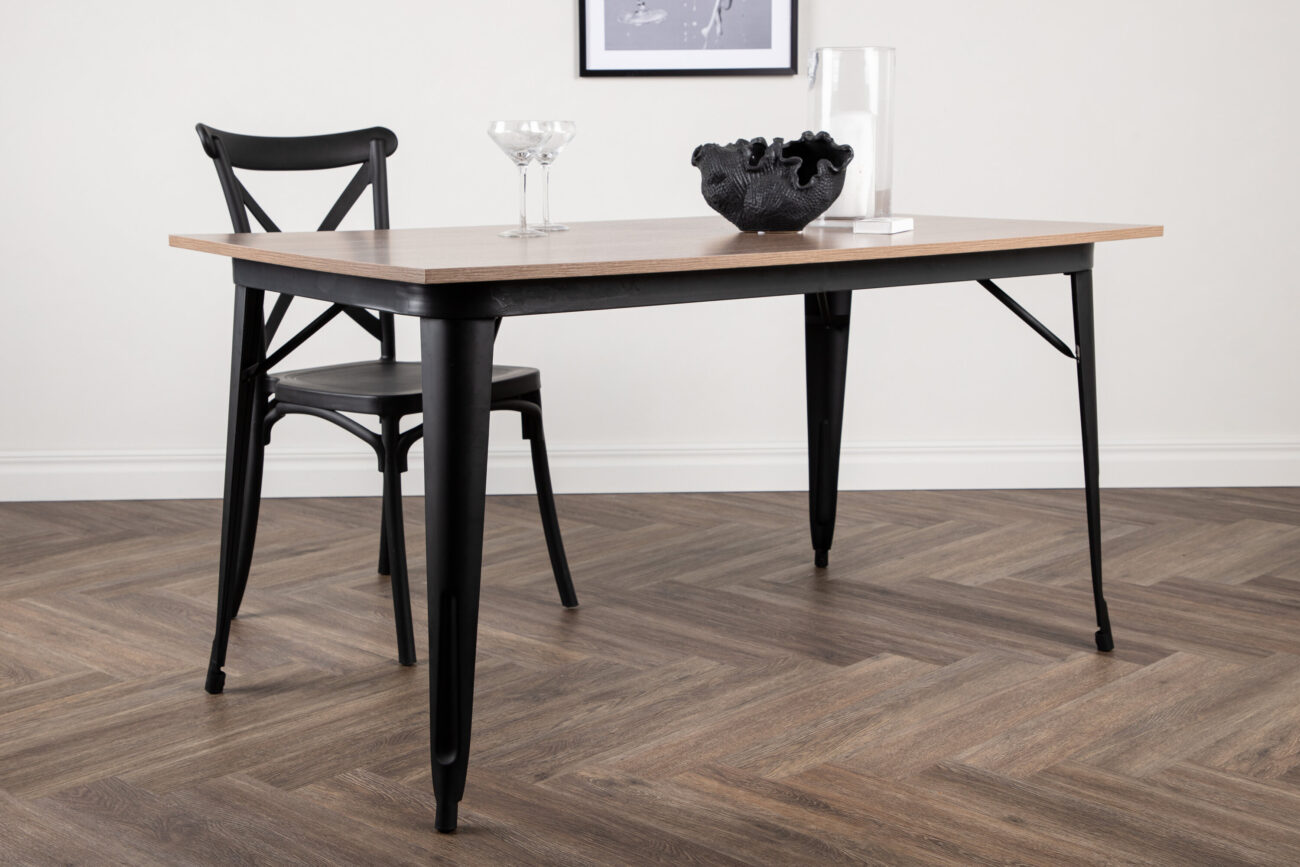 Tempe – Table à manger rectangulaire – Noyer, Noir – 140 x 80 cm