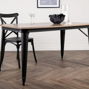 Tempe – Table à manger rectangulaire – Noyer, Noir – 140 x 80 cm