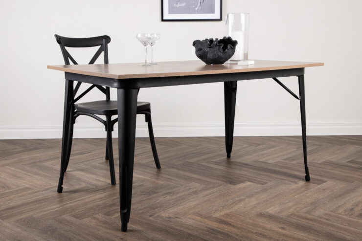 Tempe – Table à manger rectangulaire – Noyer, Noir – 140 x 80 cm