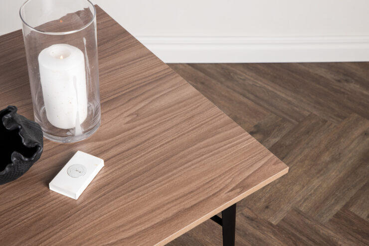 Tempe – Table à manger rectangulaire – Noyer, Noir – 140 x 80 cm