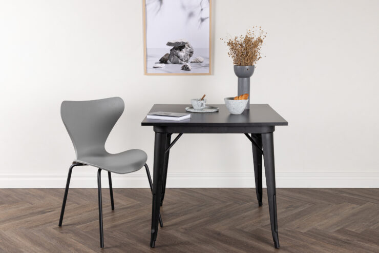 Tempe – Table à manger rectangulaire – Noir – 80 x 80 cm