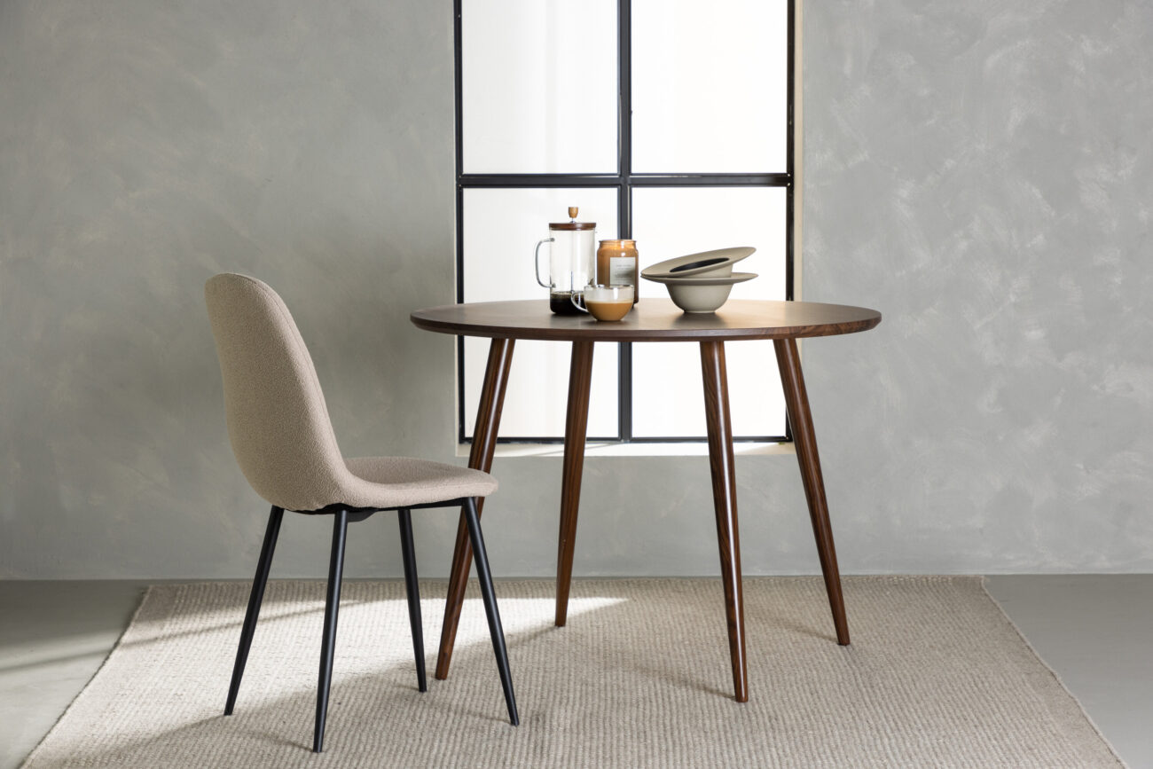 Sanford – Table à manger ronde – Marron foncé – ⌀100 cm