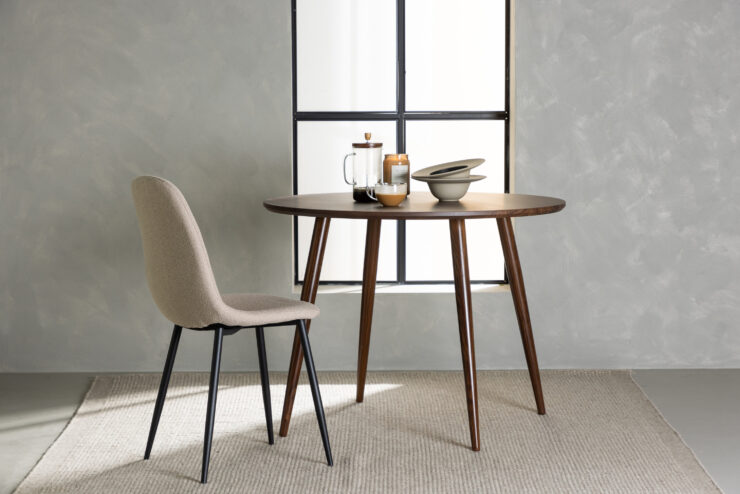 Sanford – Table à manger ronde – Marron foncé – ⌀100 cm