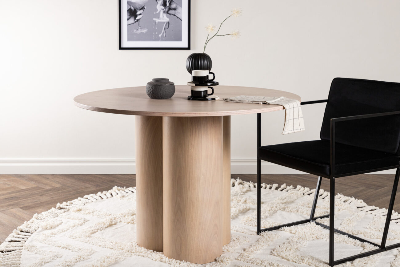 Olivia – Table à manger ronde – Blanchi – ⌀110 cm
