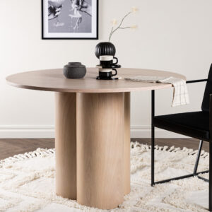 Olivia – Table à manger ronde – Blanchi – ⌀110 cm