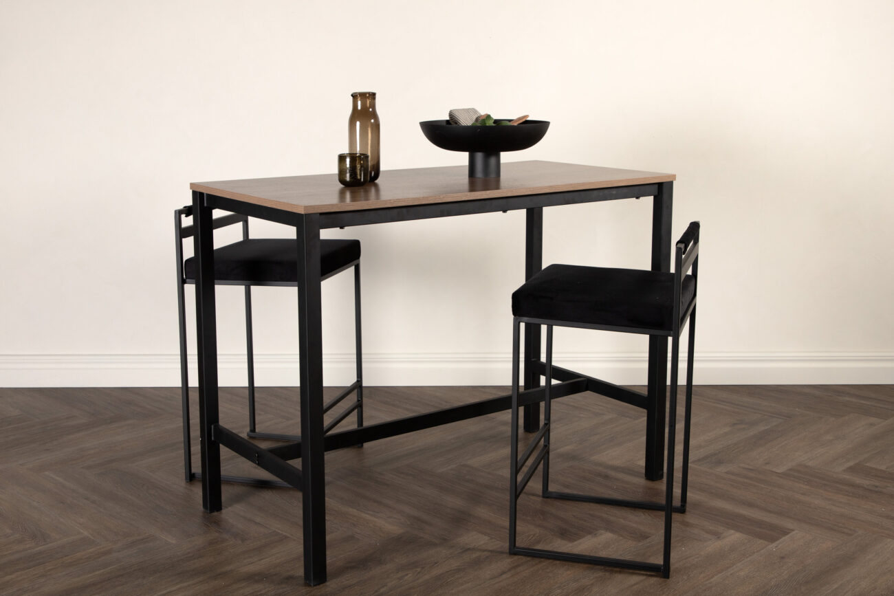 Camden – Table de bar – Noyer, Noir – 120 x 60 cm