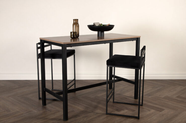 Camden – Table de bar – Noyer, Noir – 120 x 60 cm