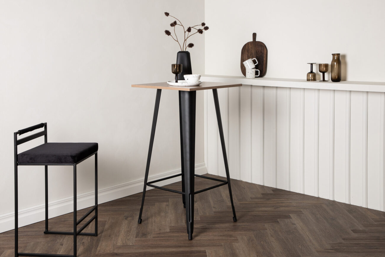 Tempe – Table de bar – Noyer, Noir – 60 x 60 cm