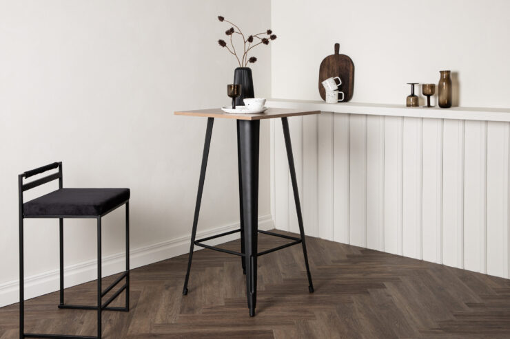 Tempe – Table de bar – Noyer, Noir – 60 x 60 cm