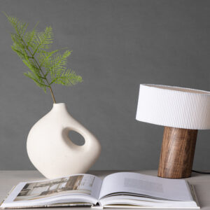 Branäs – Lampe à poser – Noyer, Blanc – ⌀9 cm