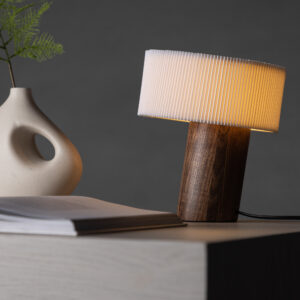 Branäs – Lampe à poser – Noyer, Blanc – ⌀9 cm