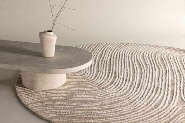 Melle – Tapis de salon – Beige, Ivoire – ⌀200 cm