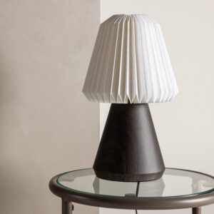 Fjällen – Lampe à poser – Noyer, Blanc – ⌀20 cm