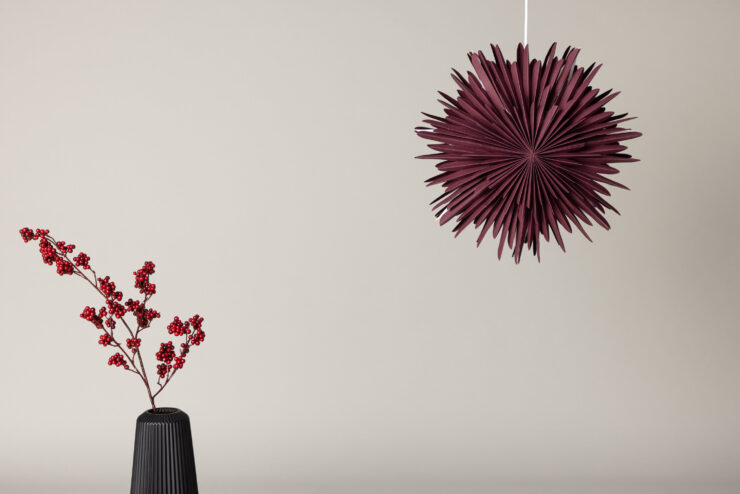 Sälen – Éclairage de Noël – Rouge foncé, Blanc – ⌀46 cm