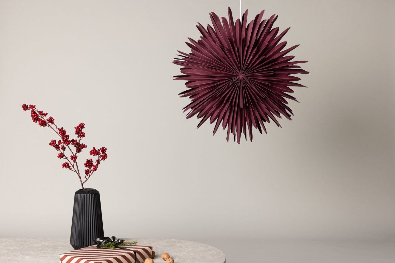 Sälen – Éclairage de Noël – Rouge foncé, Blanc – ⌀60 cm