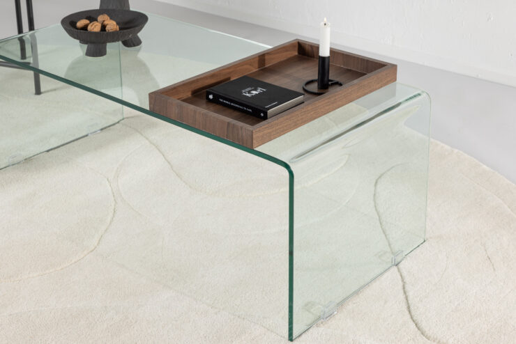 Telemark – Table basse – Transparent, Noyer – 110 x 50 cm