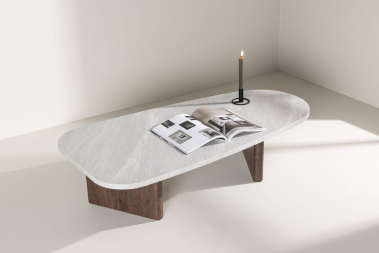 Grönvik – Table basse – Moka, Gris clair – 130 x 65 cm