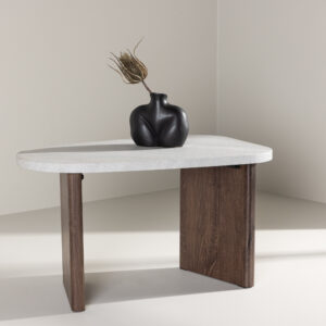 Grönvik – Table d&rsquo;appoint – Gris, Gris clair, Moka – 70 x 45 cm