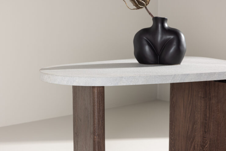 Grönvik – Table d'appoint – Gris, Gris clair, Moka – 70 x 45 cm