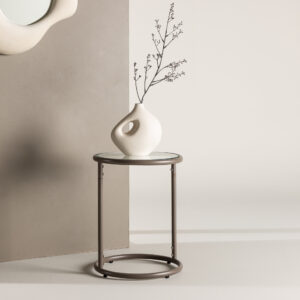 Stavanger – Table d&rsquo;appoint – Transparent, Marron – ⌀35 cm