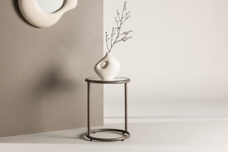 Stavanger – Table d'appoint – Transparent, Marron – ⌀35 cm