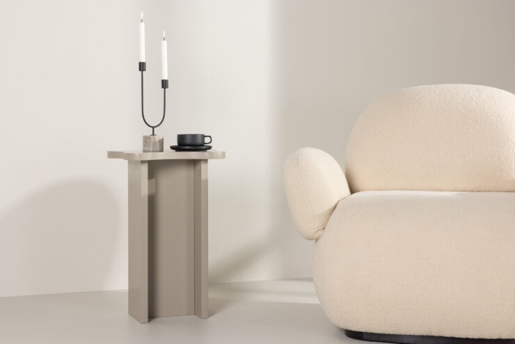 Molde – Table d'appoint – Beige, Marron clair – 42 x 30 cm