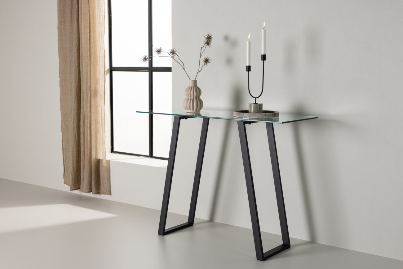 Horten – Table d’appoint – Noir, Transparent – 100 x 40 cm