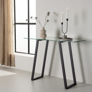 Horten – Table d&rsquo;appoint – Noir, Transparent – 100 x 40 cm