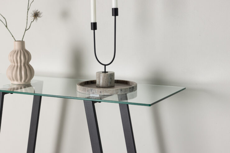 Horten – Table d'appoint – Noir, Transparent – 100 x 40 cm
