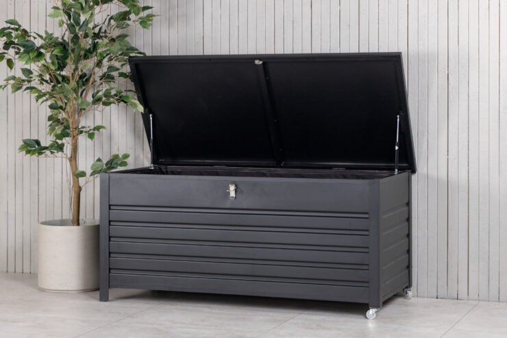 Elsa – Coffre à coussins – Noir – 60 x 60 x 130 cm