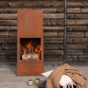 Bastian – Brasero – Orange rouille – 20 x 120 x 50 cm