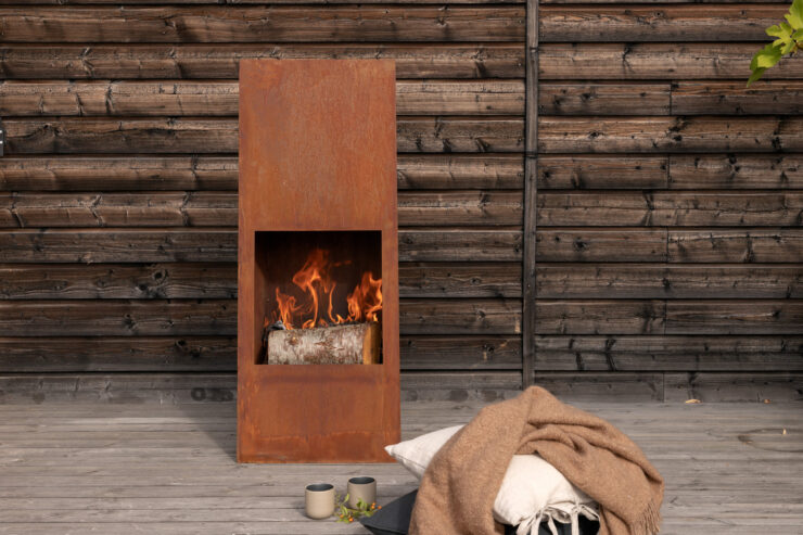 Bastian – Brasero – Orange rouille – 20 x 120 x 50 cm
