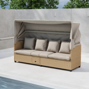 Nopy – Bain de soleil – Beige, Gris clair – 60 x 135 x 200 cm
