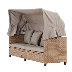 Nopy – Bain de soleil – Beige, Gris clair – 60 x 135 x 200 cm