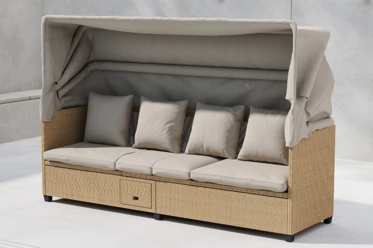 Nopy – Bain de soleil – Beige, Gris clair – 60 x 135 x 200 cm