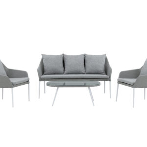 Spoga – Salon canapé – Gris, Transparent – Chaise : 75 x 79 x 72 Table : 39 x 60 cm