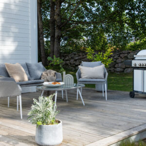 Spoga – Salon canapé – Gris, Transparent – Chaise : 75 x 79 x 72 Table : 39 x 60 cm