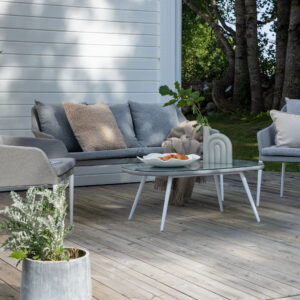 Spoga – Salon canapé – Gris, Transparent – Chaise : 75 x 79 x 72 Table : 39 x 60 cm