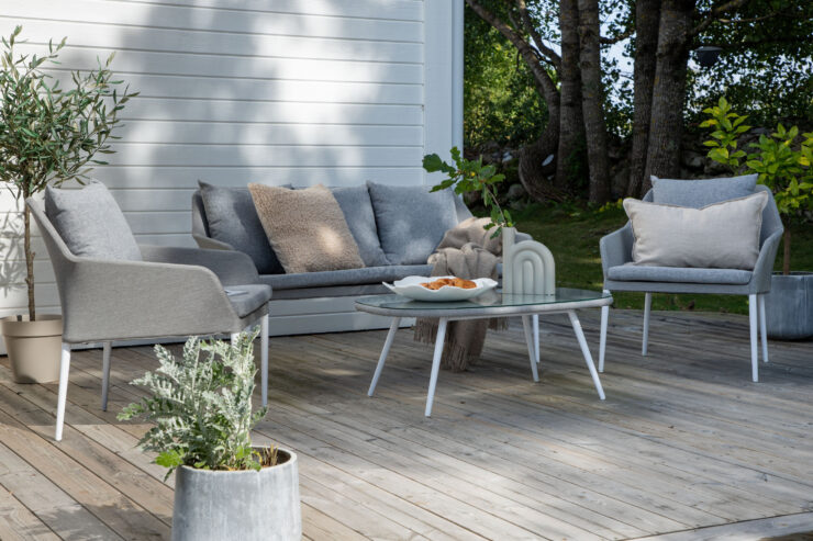 Spoga – Salon canapé – Gris, Transparent – Chaise : 75 x 79 x 72 Table : 39 x 60 cm
