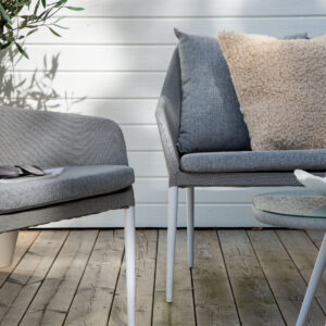 Spoga – Salon canapé – Gris, Transparent – Chaise : 75 x 79 x 72 Table : 39 x 60 cm
