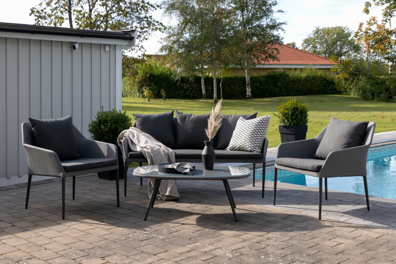 Spoga – Salon canapé – Noir, Transparent – Chaise : 75 x 79 x 72 Table : 39 x 60 cm