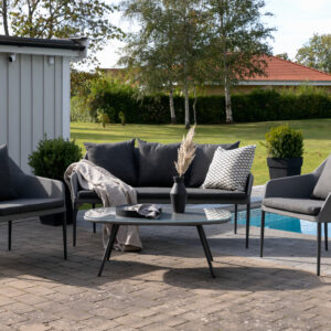 Spoga – Salon canapé – Noir, Transparent – Chaise : 75 x 79 x 72 Table : 39 x 60 cm