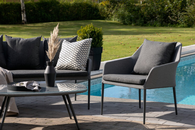 Spoga – Salon canapé – Noir, Transparent – Chaise : 75 x 79 x 72 Table : 39 x 60 cm