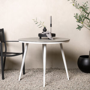 Break – Table à manger ronde – Gris, Blanc – ⌀90 cm