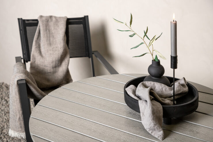 Break – Table à manger ronde – Gris, Blanc – ⌀90 cm