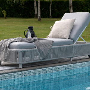 Virya – Bain de soleil – Gris, Blanc – 205 x 32 x 75 cm