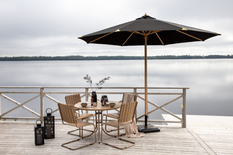 Nypo – Parasol – Noir, Naturel – 330 x 258 x 330 cm