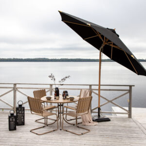 Nypo – Parasol – Noir, Naturel – 330 x 258 x 330 cm