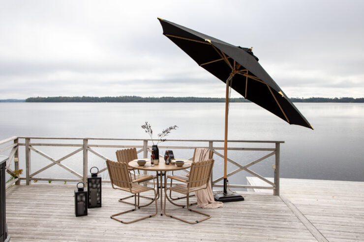 Nypo – Parasol – Noir, Naturel – 330 x 258 x 330 cm