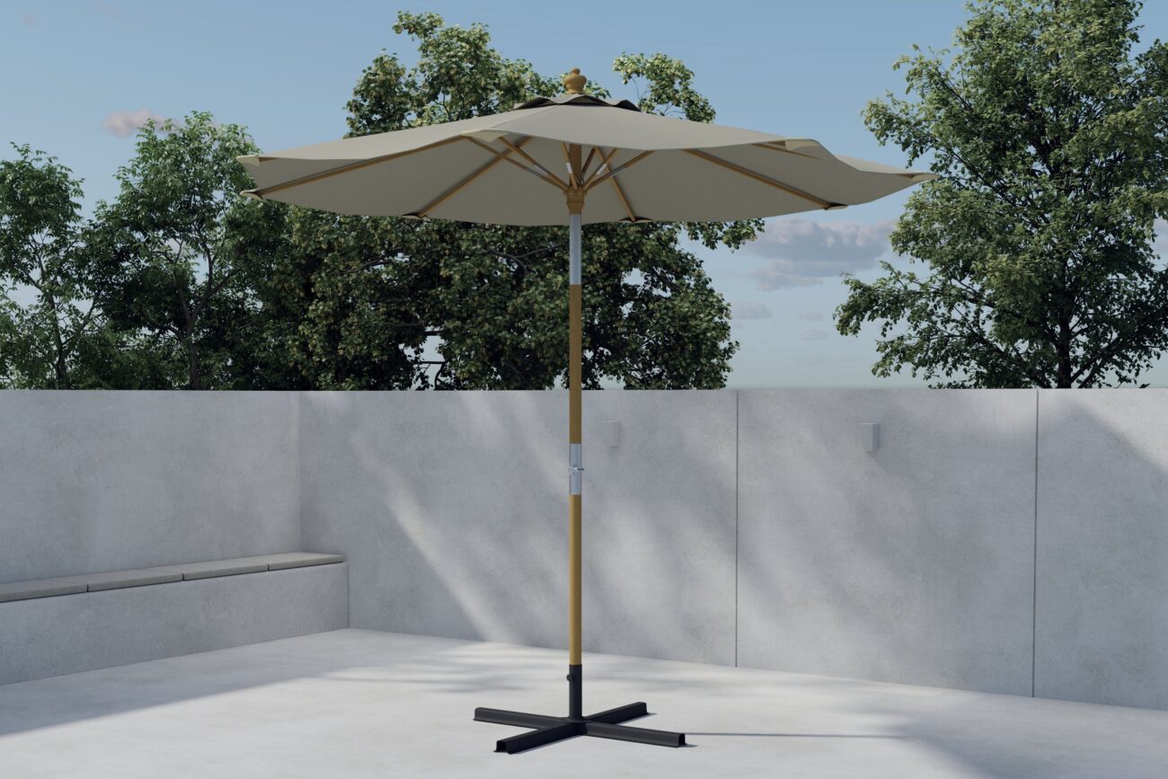 Cerox – Parasol – Beige, Naturel – ⌀270 cm